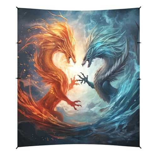 Camping Sun Shelters Two Dragons Battling in The Wave Beach Canopy 126 * 110.2in