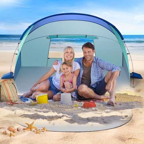 VXVGER Beach Tent Sun Shelter for 2-3 People, UV Protection Sunshade Portable Outdoor Canopy for Family Camping Traveling