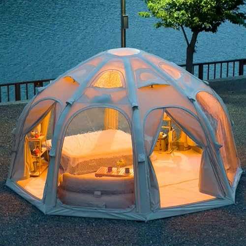 Large Inflatable Tents For Camping, 5 * 5m Luxury Geodesic Dome Tents with Transparent Windows, Easy Setup Waterproof Starry Sky Dome Tent Oxford Cloth Tent