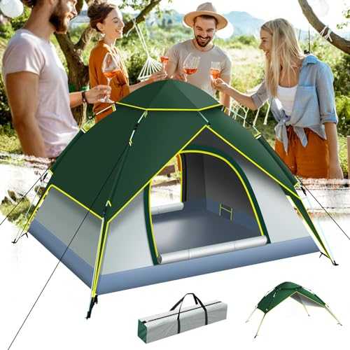 Mimajor Camping Tent Instant Pop-Up Tent for 2-3 Man Tent 2 in 1 Double Layers Waterproof Dome Tent, Automatic Setup Family Tent for Hiking Backpacking For 3 Person