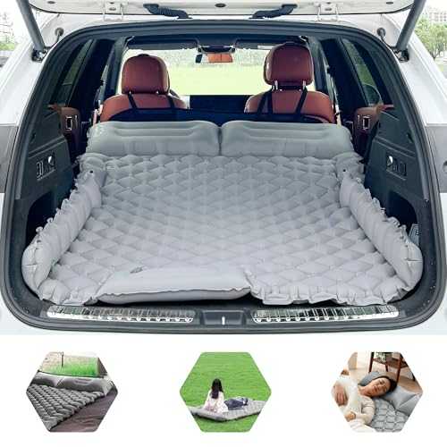 ONTYZZ Car Inflatable Bed Car Mattress SUV Air Mattress 2 Person Airbed for Travelling Camping Mat Self Inflating Sleeping Mats with Foot Pump & Cushion Inflatable Camping Bed 183 * 13 * 7CM