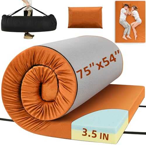 DWVO Memory Foam Camping Pad Futon Mattress Full, 3.5 INCH Thick Portable Floor Sleeping Mat with Travel Bag