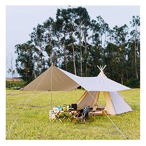 Cotton Pyramid Camping Tent, 3-4 Person, Sun Protection, Canopy, Family Picnic, All Weather Conditions