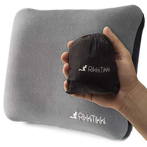 RikkiTikki Inflatable Travel Pillow - Camping Outdoor Backpacking Pillow - Portable Blow Up Ultralight Air Pillow - Inflating Comfortable Compact Lightweight Compressible Pillow for Women Men