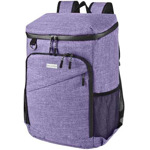 BAGLHER Leakproof Backpack - Insulated Soft Cooler Bag for Men and Women, Lightweight Lunch Box Backpack for Camping and Outdoor Adventures, Purple