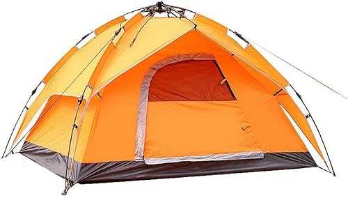 Panjzylds multifunctional automatic tent 3-4 people double-layer pop-up tent Double-protection beach tent Breathable and heat-dissipating camping awning,Orange,200 * 200 * 135CM