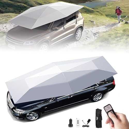 Movable Carport Fully-Automatic Car Tent Cover, Remote Control Automatic Car Tent, Car Canopy Umbrella for Outdoor Tent Portable Auto Protection Sunshade Summer Car Umbrella Cover,5.2*2.3m-Grey