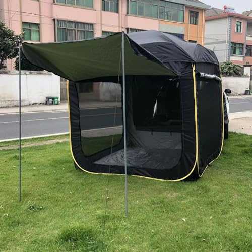 NADYE Tailgate Shelter Pop-Up Car Boot Tent for Camping, Car Awning Tents with Double Layer Sun Protection Sunshade, Portable Changing Room Car Rear Tent Suitable for SUV Van Truck (Black)