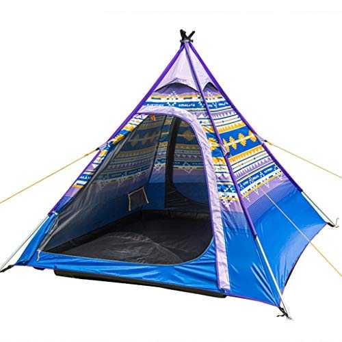 Camping Tent Pyramid Shape Tent 3 Person Easy Set Up Waterproof Sunscreen Coating Aluminum Rod Instant Tent for Family Hiking Lightweight Easy Set Up (Color : Blue)