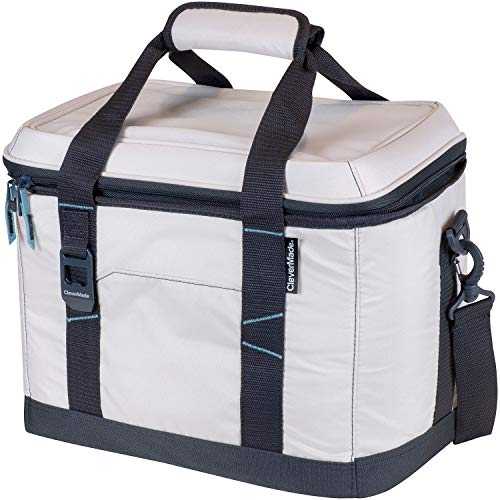 CleverMade Collapsible Soft Cooler Bag -Tote - Insulated 6 Can Leakproof Small Cooler Box with Bottle Opener and Shoulder Strap for Lunch