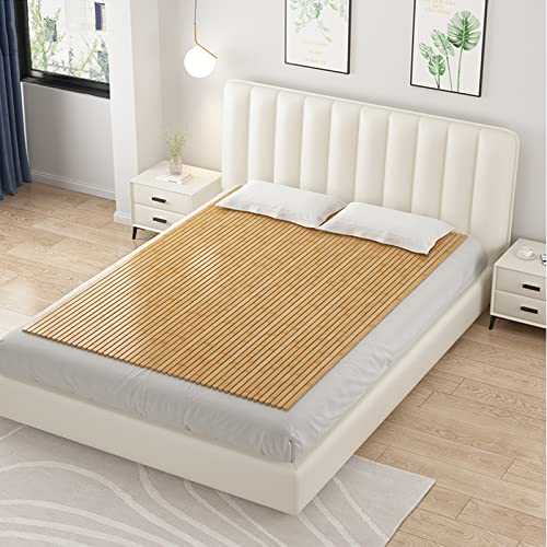 Bamboo Roll Up Sleeping Mattress & Wooden Bed Support Foldable Bed Base Customizable 67x75in Portable Sleeping Pad for Camping or Guests
