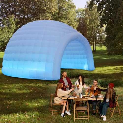 Inflatable Igloo Dome Tent Inflatable Marquee Canopy Shelter with LED Light Outdoor Portable nightclub party tent for Exhibition Camping Party Events (14.8x13x9.2FT)