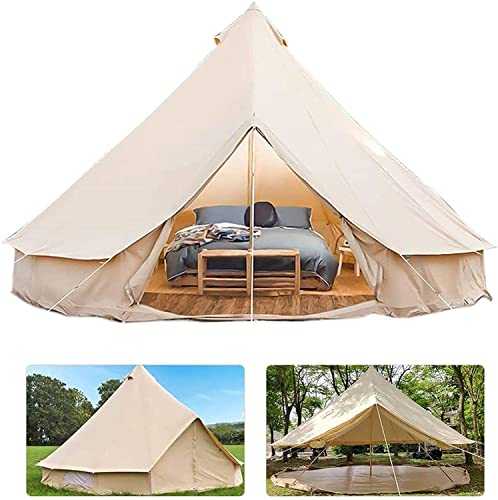 Cotton Canvas Yurt Tent with Stove Hole for Family Camping 4 Season Waterproof Teepee for Outdoor Glamping