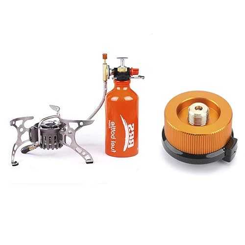 BRS-8 Multi Fuel Outdoor Stove Cooker Portable Kerosene Stove Burners Outdoor Camping Picnic Cooking Foldable Gas Stove (BRS8+Adapter)