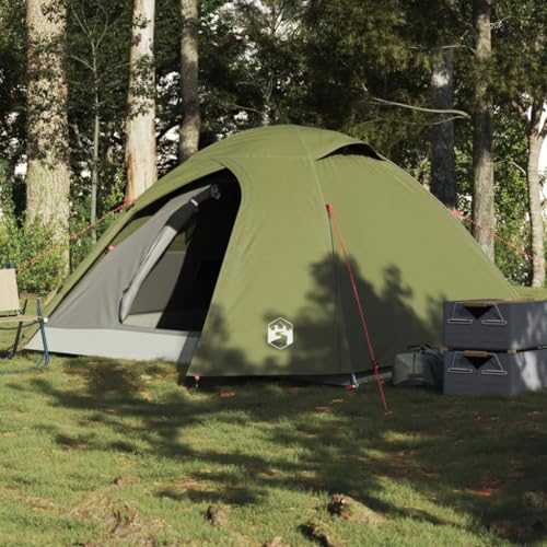 Furniture select-Camping Tent Dome 4-Person Olive Green Waterproof