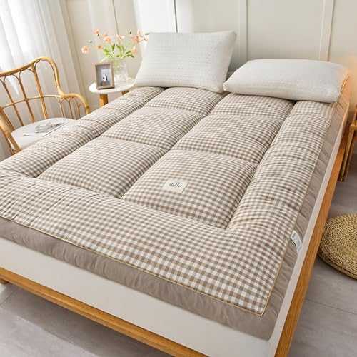 LXBche Upgraded Japanese Floor Mattress Portable Sleeping Pad Double futon Floor mat Japanese Tatami Floor Mattress for Adults Foldable Roll Up Camping Mattress (Color : Coffee (lattice), Size : 120