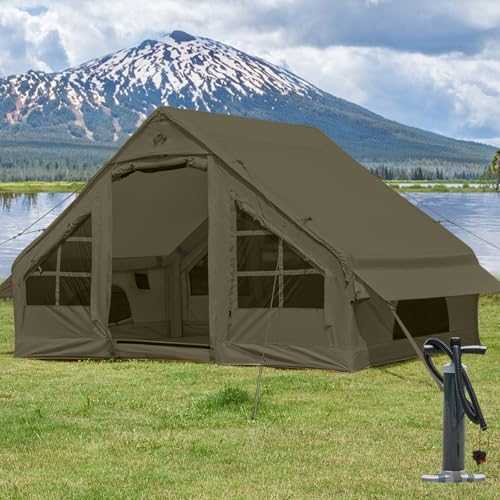 SHANQUAN Inflatable Tent with Pump,4-6 Person Instant Glamping Camping Tents House, Easy Setup Blow Up Family Tents for 4 Seasons Waterproof Inflatable Tent for Camping with Mesh Windows.