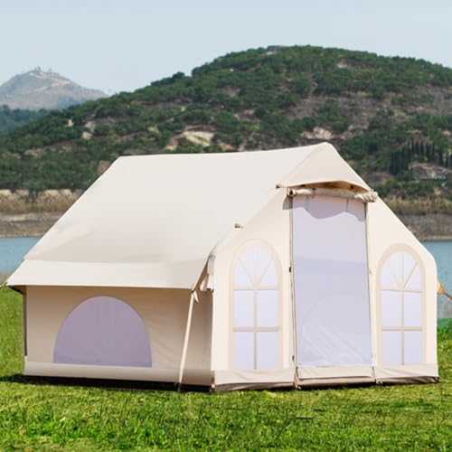 Inflatable Glamping Tent with Pump, Easy Setup 5-8 Person Glamping Tent, 4 Season Waterproof and Sun-Proof Family Camping Inflatable Tent