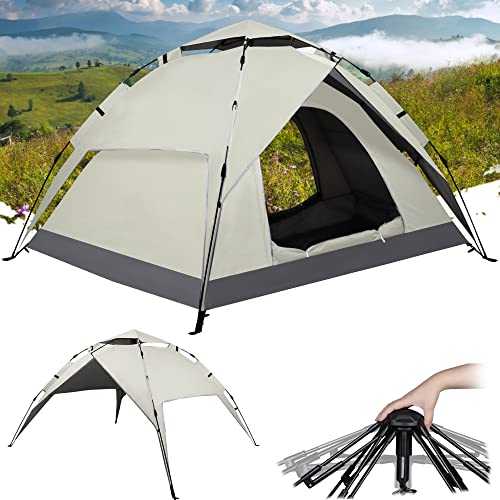 LifMagix Instant Pop Up Tents for Camping, 2-3 Person Tent Family Camping 1min Setup Automatic Weatherproof Tent, 2 in 1 Double-Layer Tent Suitable for Courtyard Camping Christmas Halloween