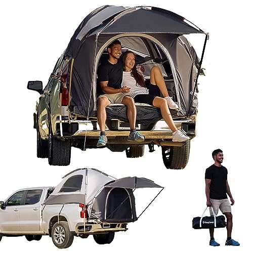 KingCamp Truck Bed Tent 6.5 Foot Truck Camping Tent Preferred 2 Person King Size Truck Tent for Camping Outdoor Portable Pickup Truck Tent with Removable 4'x4' Sun Awning
