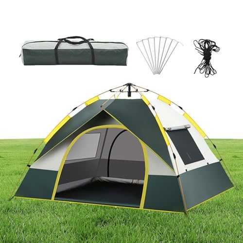 Pop Up Camping Tents for 3-4 Person - UV Protection Family Dome Tent, 2 Doors Instant Automatic Pop Up Tent For Family Camping Picnic, with Carrying Bag & Accessories For Camping Hiking