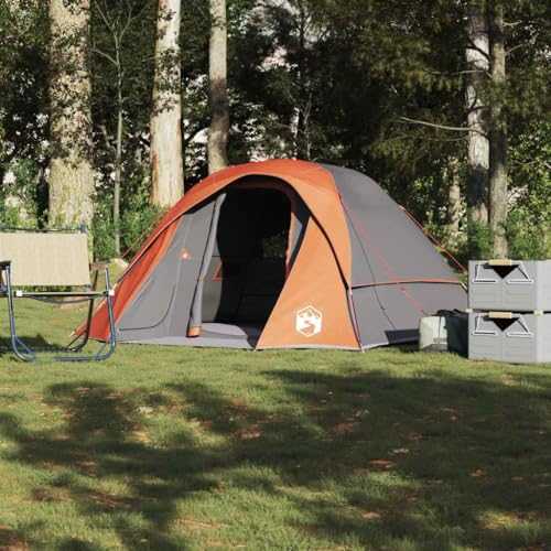 Family Tent Cabin 6-Person Grey and Orange Waterproof,Garden Party Tent,Marquee Gazebo,Outdoor Canopy Tent Event Shelter,CT-2