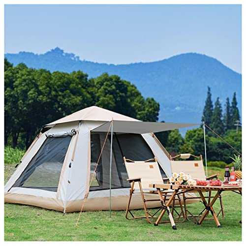 Double Skin Tent 4 People Double Doors and Four Windows,Waterproof Quick Erect Tents Sturdy and Practical Black Out Tent for Family,Outdoor,Hiking and Mountaineering