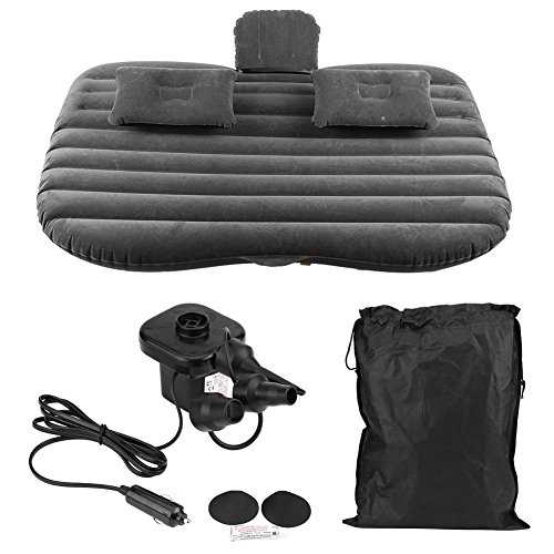 Inflatable Car Bed with Pump, Air Mattress for Back Seat, SUV, Travel, Camping - Black