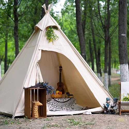 Cozy House Three-Season Cotton Canvas Camping Indian Teepee Tent Pyramid Tent for 2 Person