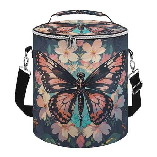 Cooler Backpack for Men Women Insulated Leakproof Waterproof Cooler Backpack Flowers Butterflies And Dragonflies Cooler Bag Large Capacity Lightweight Backpack Cooler for Travel Camping Beach Ice Ches