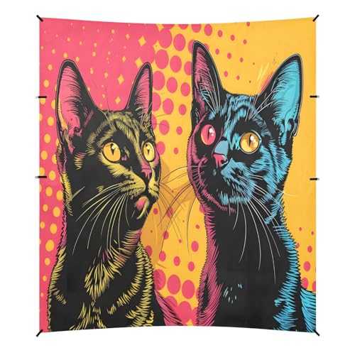 Camping Sun Shelters Hand-painted Black Cats Beach Canopy 126 * 110.2in