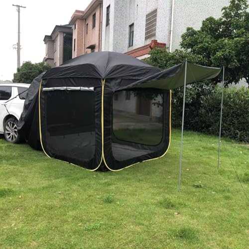 Car Trunk Tent SUV Tailgate Tent with Big Awning, Water Resistant SUV Camping Tent with Car Roof Cover, Universal Fit Most SUV