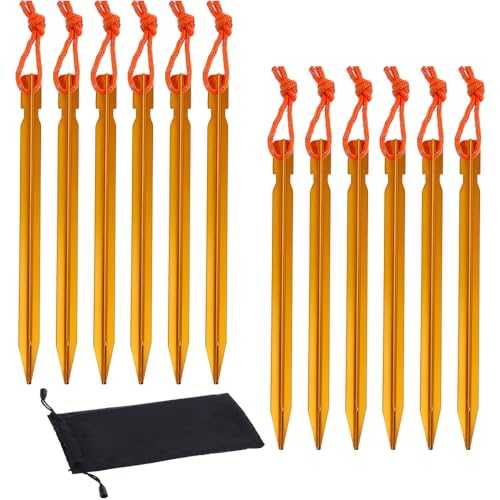 Rovtop 12Pcs Camping Tent Stakes Pegs 18cm Aluminium Alloy with Reflective Rope for Camping,Beach,Outdoor and Sand