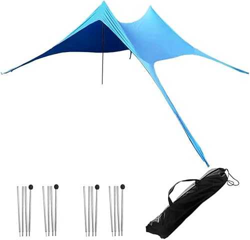 Beach Canopy Tent Portable Sun Shade Lycra Sun Shelter with Sandbags for 6-7 People