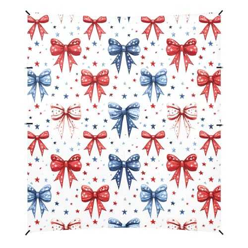 Camping Sun Shelters Bow with American Flag Elements and Stars Pattern Beach Canopy 126 * 110.2in