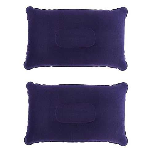 NAMOARLY 2Pcs Inflatable Travel Pillow Super-thick Flocking Fabric Portable Neck for Outdoor Activities Compact Inflatable Camping Pillow in Blue
