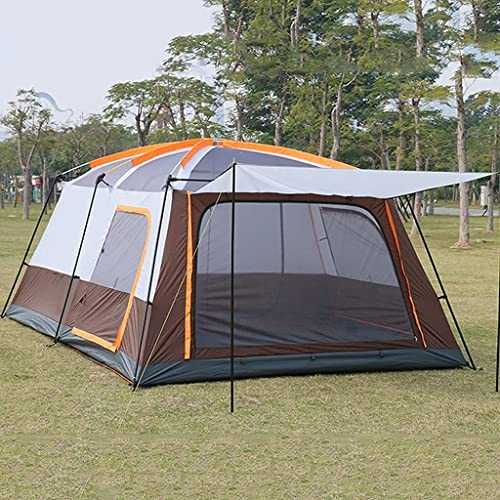 Outdoor Camping Tent 5-8 Person LargFamily Tents for Camping Festival Hiking Waterproof Tent with Living Room and Separate Rooms 4 Season Tents BiFamily (Brown)