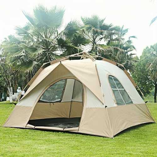 Camping Tent 4-5 Person Pop-up Tent Dome Tent with Double Doors Outdoor Automatic Family Tent Windproof and Rainproof Easy to Set Up and Pack