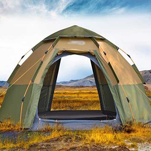 YANaafe Camping Tents, 3-4 Person Dome Automatic Tent, Easy Instant Setup Protable Camping Pop-Up 4 Seasons Backpacking Family Travel Tent (Color : Green, Size : 255x255x165cm)