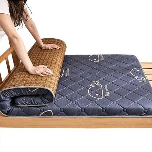 Dremdo Japanese Futon Foldable Mattress, Roll Up Mattress Tatami Mat, Folding Sleeping Bed Pad for Home Camping Couch, Non-Slip And Breathable, for Home Dormitory,Blue,180x200cm