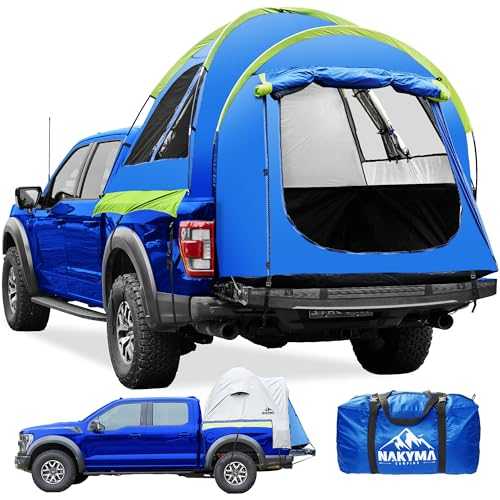 Truck Bed Tent, Pickup Truck Tent for 5.5-6.5 FT Truck Bed, Waterproof PU4000mm Double Layer, 2 Person Portable Truck Bed Tent with Rainfly for Camping & Hiking