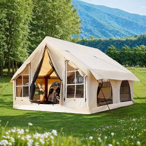 KNUO Inflatable Tent for Camping Large Blow Up Air Tents House, No Assembly Needed Luxury Glamping Tent, Waterproof Oxford