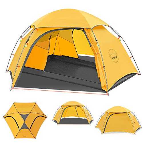 KAZOO Waterproof Backpacking Tent Ultralight 4 Person Lightweight Camping Tents 4 Person Hiking Tents Aluminum Frame Double Layer