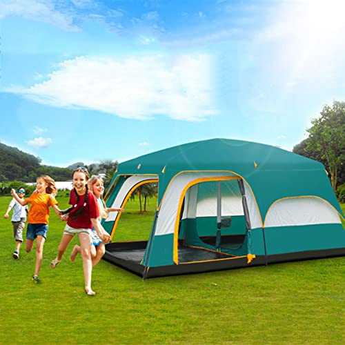 ADITAM Tent Outdoor Two Rooms and One Living Room, Portable Double-decker Big Tent, Tent Hut, Family Camping Tent with 2 Rooms and Screen Porch (small) Double the comfort