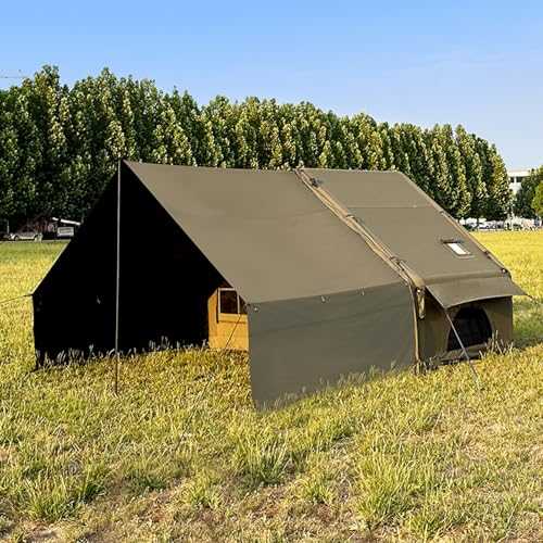 4 Seasons Cotton Cabin Tent with Mesh & Chimney Window,Inflatable Camping Tents with Hand Pump, 6.3㎡Air Tents with Canopy, Easy Setup Blow Up Tent