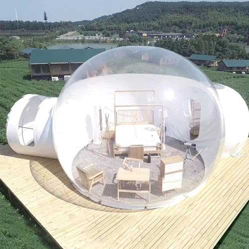 XZLZMYP Large Outdoor Inflatable Hotel Tent with Tunnel Inflatable Dome Bubble House Transparent Large Outdoor Tents for Camping Backyard Large Family Tents for Backyard Gardening