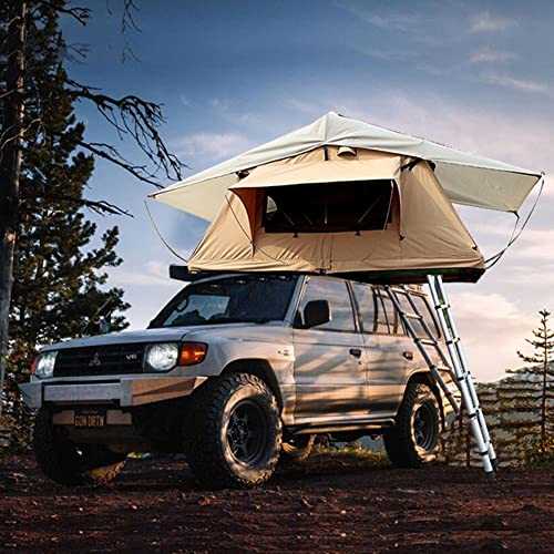 rooftop tent suv tent Car Roof Tent with Ladder, Waterproof and Breathable Large Space Outdoor Camping, Suitable for 3-4 People, Khaki