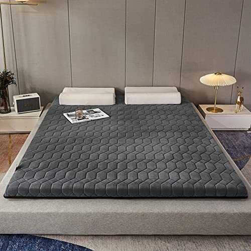 LXJDDLD Plush Japanese Floor Mattress Futon Mattress Foldable Roll Up Shikibuton Sleeping Pad Double Single Bed Mattress Topper for House Guest, Camping, Travel,Gray,200x220cm(79 * 86in)