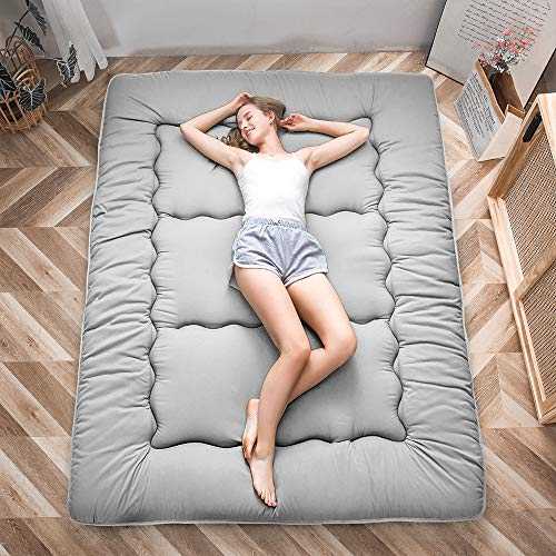 MAXYOYO Japanese Floor Futon Mattress, Thicken Tatami Sleeping Pad Foldable Roll Up Dormitory Mat Pad Floor Lounger Pillow Bed (Gray,King)