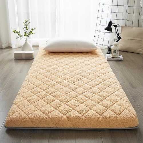 LXJDDLD Tatami Floor Mattress,Plush Japanese Futon Mattress Topper,Traditional Cotton Shikibuton,Solid Color Japanese Futon Bed,Roll Up Camping Mattress Pad,Camel,Queen/59x79in